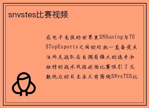 snvstes比赛视频